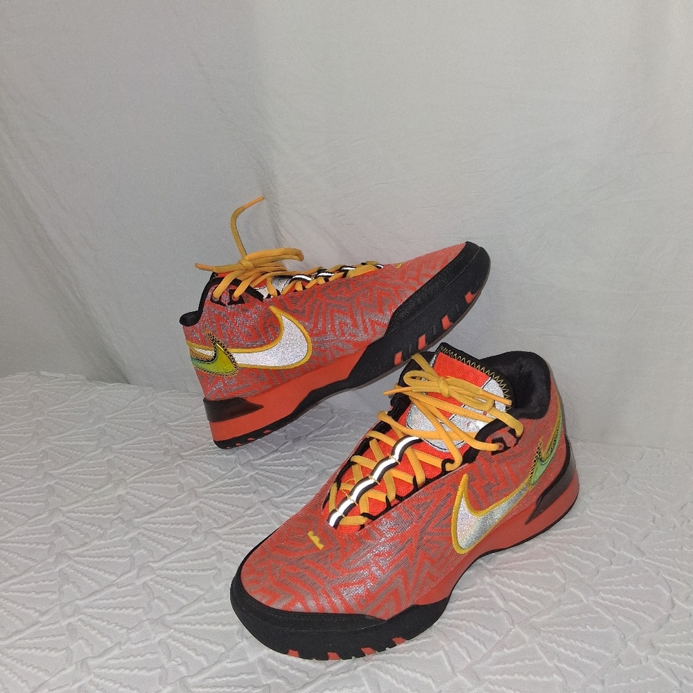 Nike Nxxt Genisus Orange Le Bron and Yellow Basketboll Shoes Mens Patterned Sz 7 - Picture 16 of 17